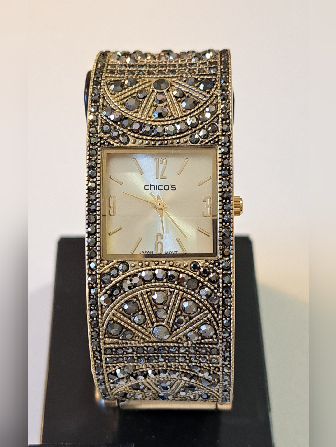 Chico's Gold-Tone Crystal Cuff Watch